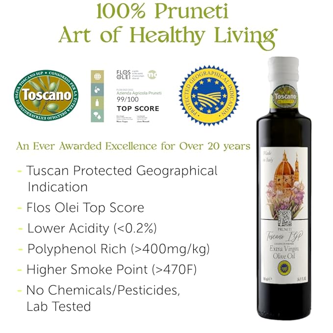 Florence N°1 Drinking Extra Virgin Olive Oil – Premium Early Harvest 2025 Gold Winner olive oil from Tuscany, Italy – Polyphenol Rich 400+ mg/kg evoo – Cold pressed Non-GMO for Cooking and Finishing
