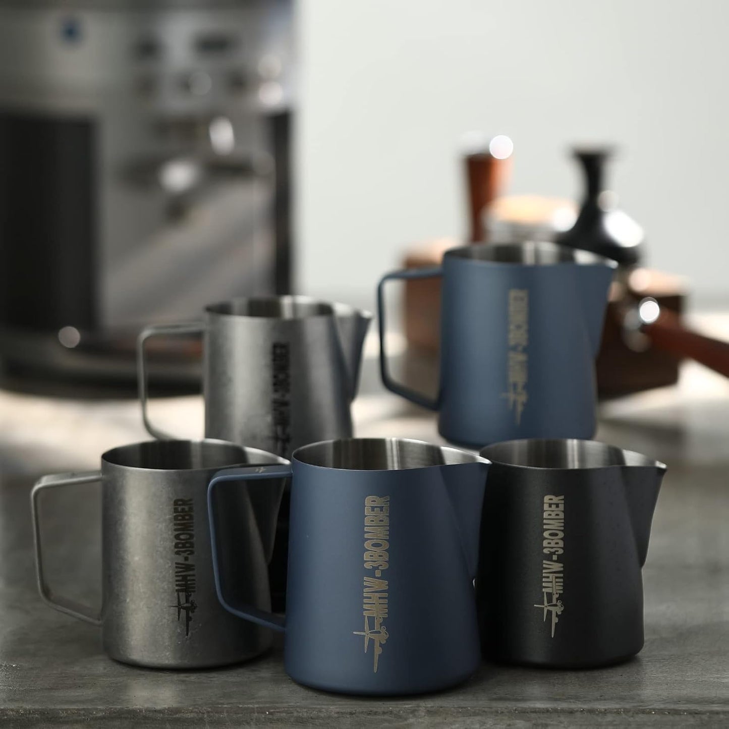 MHW-3BOMBER Milk Frothing Pitcher 600ml/20oz Espresso Steaming Pitcher Stainless Steel Frothing Cup Capuccino Latte Art Pitcher, Green P5030-OS