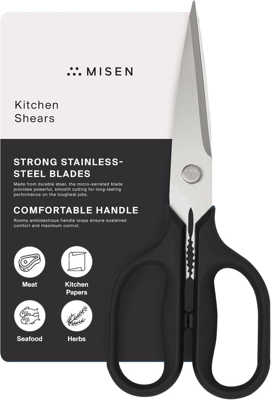 Misen Heavy Duty Kitchen Shears - Stainless Steel, Versatile and Easy Clean Scissors for Meat, Herbs and Veggies -