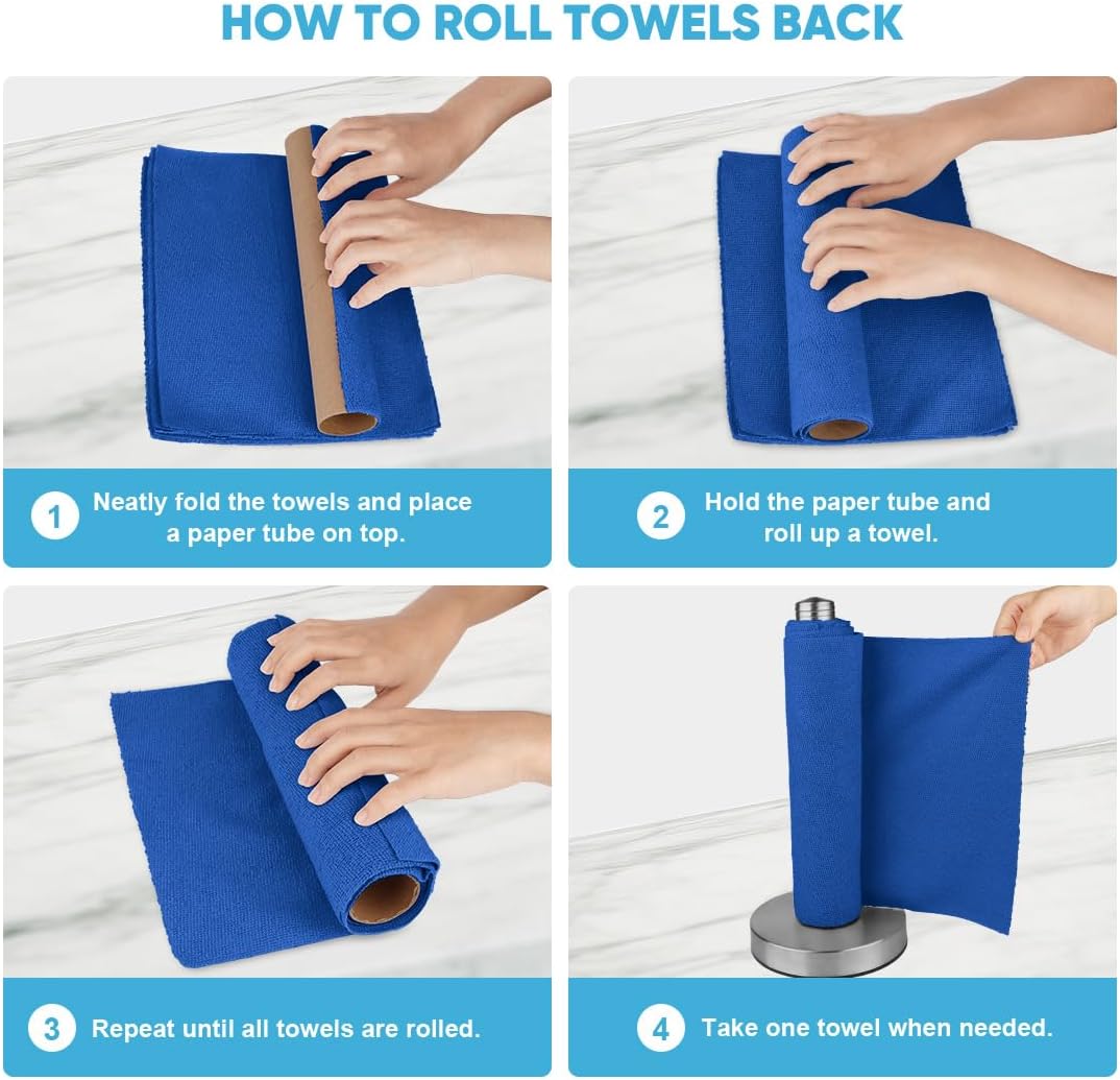 AIDEA Microfiber Cleaning Cloth Roll-55 Sheets, Cleaning Rags 11×9"