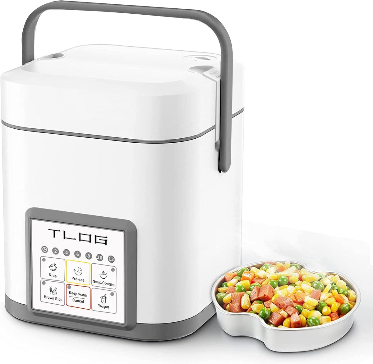 TLOG Mini Rice Cooker 2.5 Cups Uncooked, Healthy Ceramic Coating Portable Rice Maker, 1.2L Travel Rice Pot Small for 1-3 People, Personal Rice maker, Food Steamer, Multi-cooker for Grains, Oats