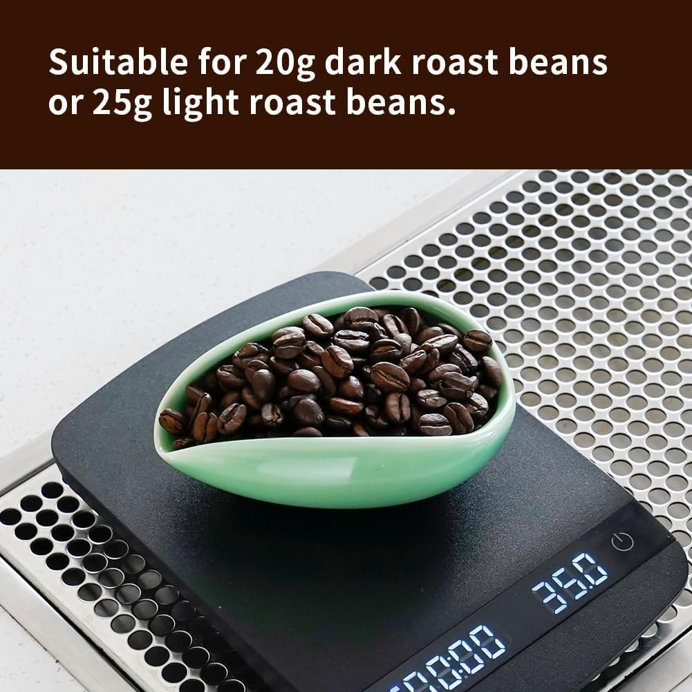 watchget Ceramic Coffee Dosing Cup &amp; Tea Storage Tray, Cyan | Single Dose Measuring Container for Coffee Beans &amp; Loose Leaf Tea Dosing Vessel; Hold 20-25g Coffee Beans