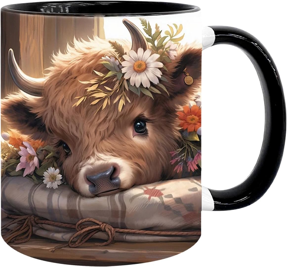 Highland Cow Gifts for Woman, Highland Cow Coffee Mug, Cow Iced Coffee Cup, Western Cows Gifts, Cow Gifts Set for Women Cow Lovers, Cows Drinking cup,11oz Mug