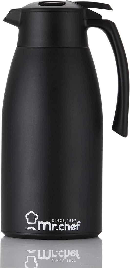 SINCE 1997 MR.CHEF 68Oz Thermal Coffee Carafe, Insulated Stainless Steel Coffee Carafes for Keeping Hot/Double Walled Vacuum