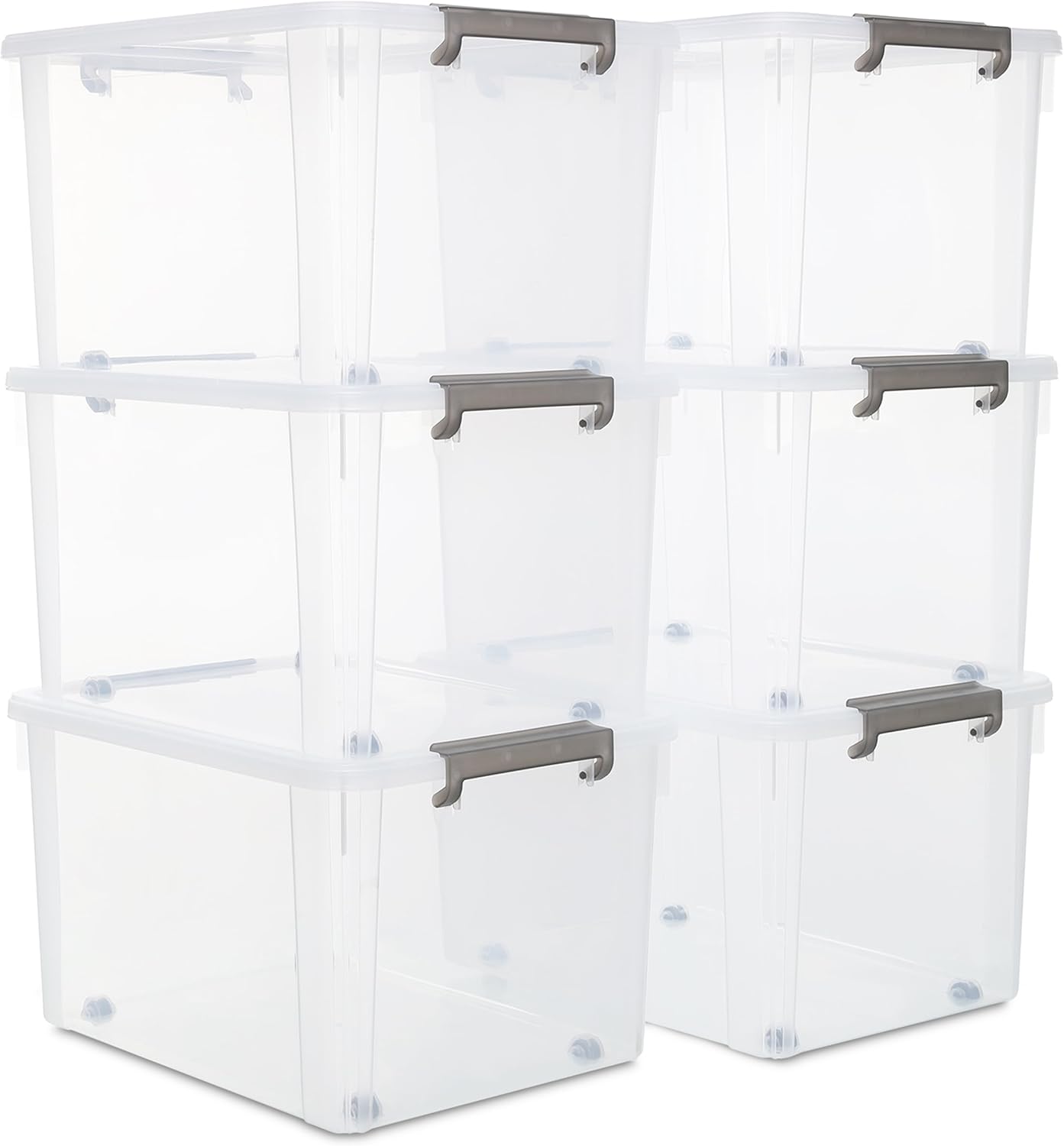 Citylife 6 Packs 58.1 QT Plastic Storage Bins with Lids Large Stackable Storage Containers for Organ