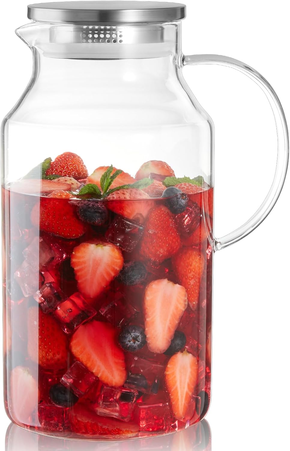 1 Gallon Glass Pitcher with Lid and Handle, Glass Water Carafe for Hot/Cold Water, Large Jug for Iced Tea, Coffee, Juice and Homemade Beverage