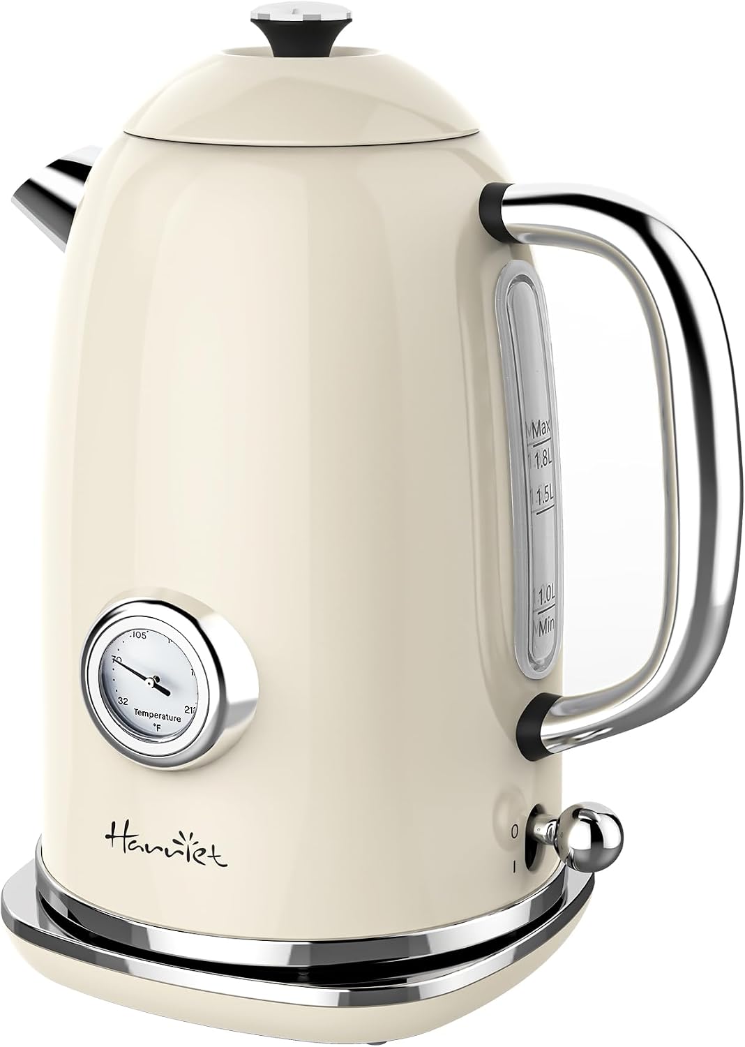 Harriet 61oz Electric Kettle with Thermometer, Retro Hot Water Boiler | 1500W Hot Water Kettle, Electric Tea Kettle for Boiling Water, LED Indicator, Auto Shut-Off &amp; Boil Dry Protection