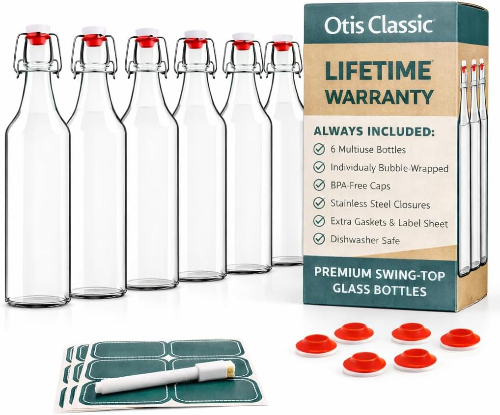 Otis Classic Clear Swing Top Glass Bottles
