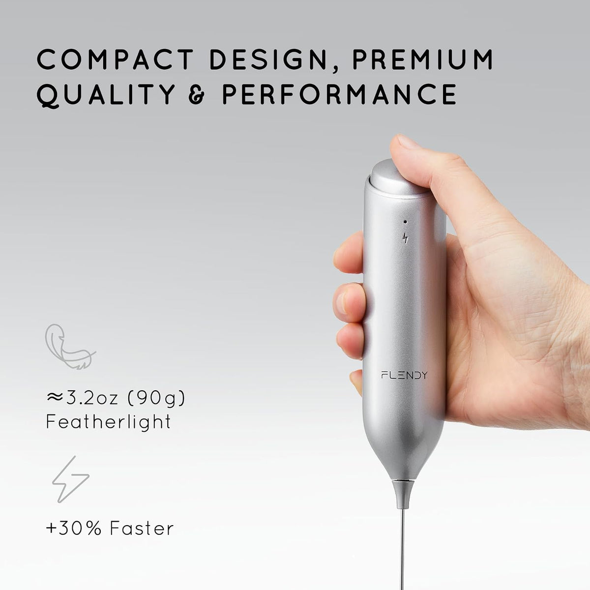 Flendy Rechargeable Milk Frother Handheld with Charging Stand