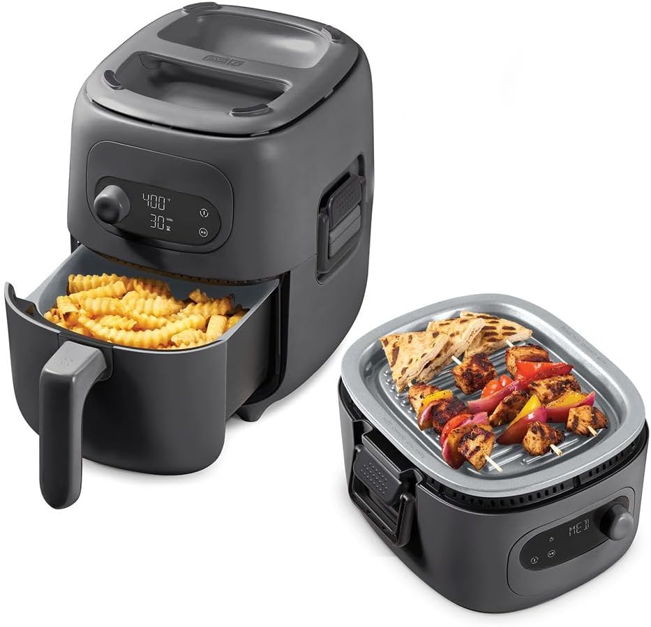 DASH Flip & Fry 2-in-1 Grill + Air Fryer, 3 QT