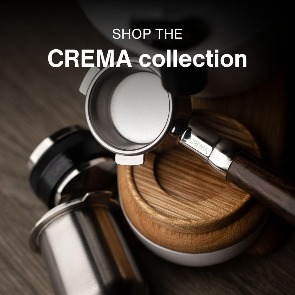 CREMA Coffee Products Arc Knock Box | Holds 12–16 Espresso Pucks | Durable Stain Resistant Build with Non Slip Base | Easy Clean Up Moisture Control | White Base &amp; Walnut Plastic Lid