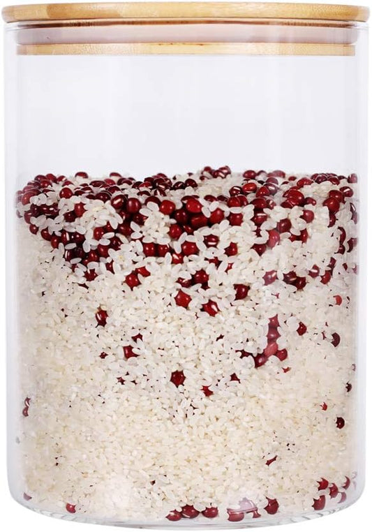 Large Glass Food Storage Container, 100 FL OZ (3000ml) Glass Food Canister with Airtight Bamboo Lids for Your Pantry,
