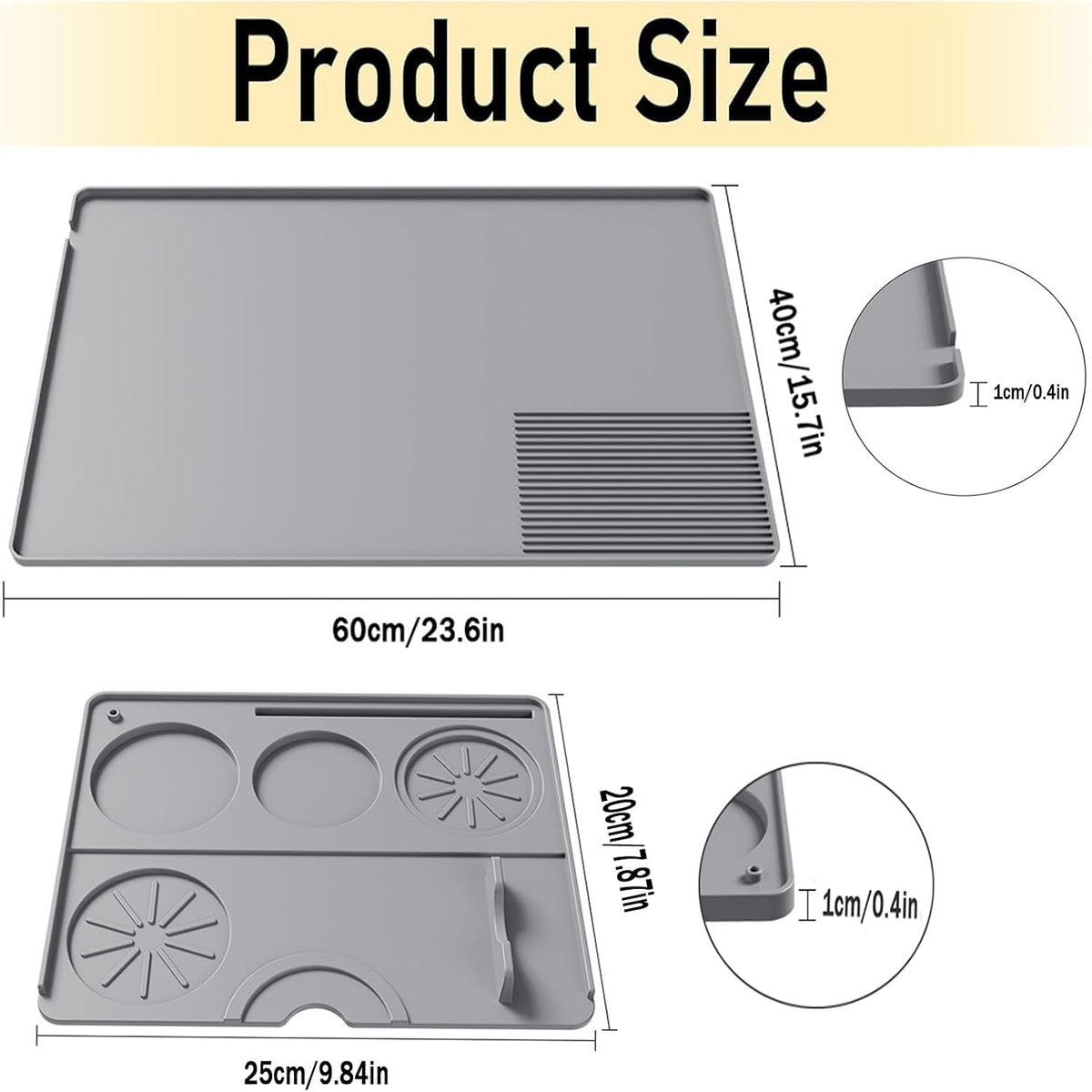 Silicone Coffee Mat for Ninja Luxe Espresso Machine ES601&amp;S701 and Most Home Espresso Machines, 23.5''x15.7'' Anti-Slip Heat-Resistant Coffee Bar Mat for Ninja luxe Cafe Accessories-Gray