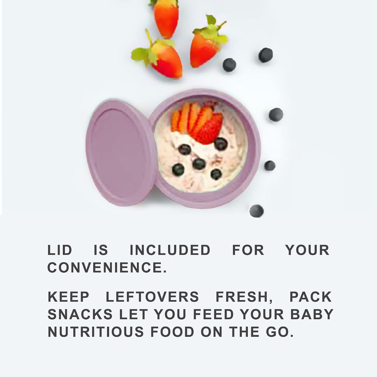 Abiie Octopod Silicone Suction Baby Bowl &amp; Lid -Food Storage -Lavender Pink | High Chair Accessories, Mess-Free Toddler Feeding Essentials, Baby-Led Weaning, Baby Food Container, 5.7" x 3" x 5.7"