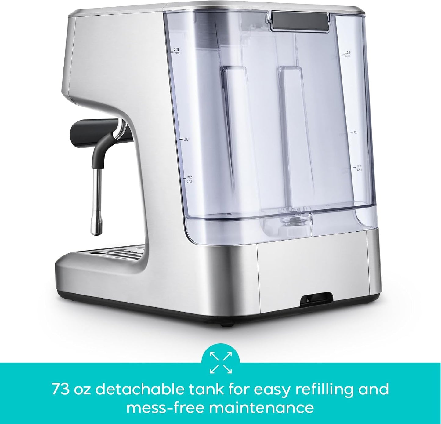 CASABREWS Ultra Espresso Machine, Barista Espresso Maker with Steam Wand | LCD Display, Custom Brew Temp, Latte &amp; Cappuccino Machine, 20-Bar Italian Pump, Powerful Steam Wand, 73oz Removable Tank