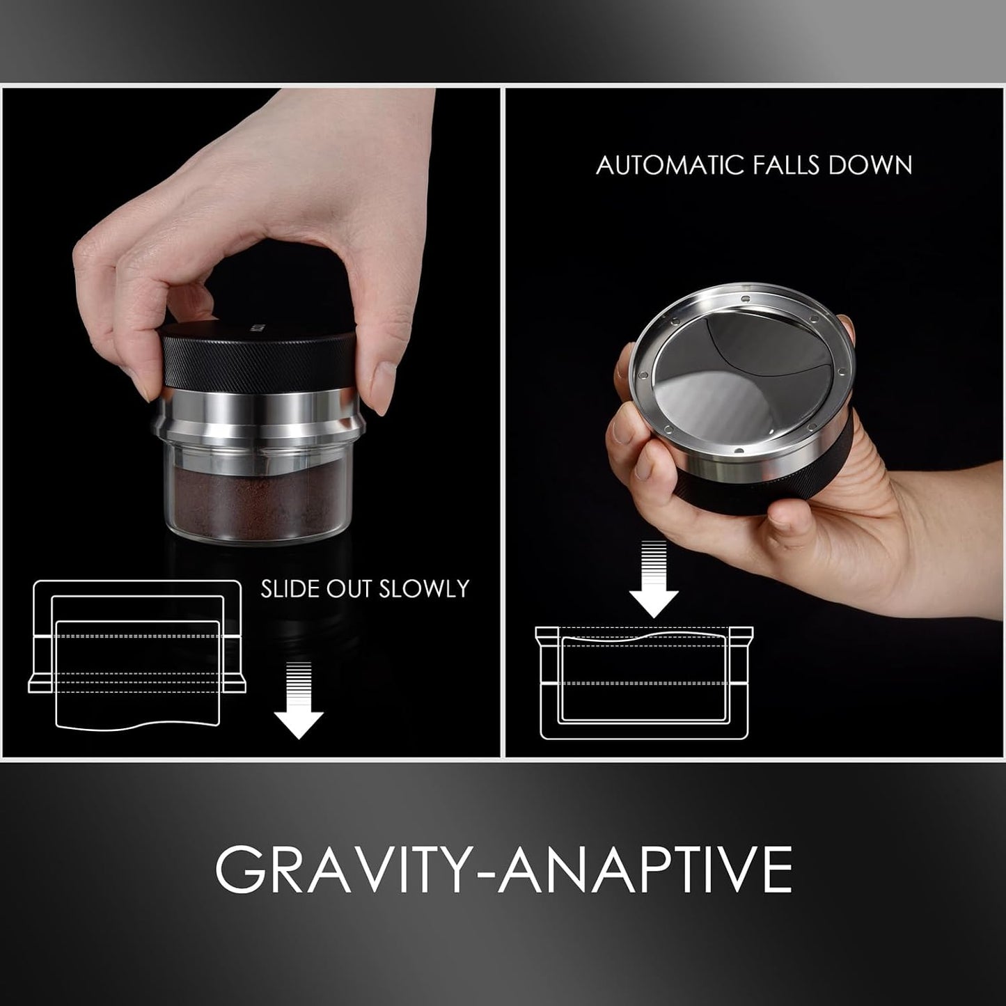 MATOW 54mm Dosing Funnel &amp; Gravity Distributor Fits Breville Portafilters | 2-in-1 Design, 304 Stainless Steel, Self Leveling, Magnetic Dosing Funnel