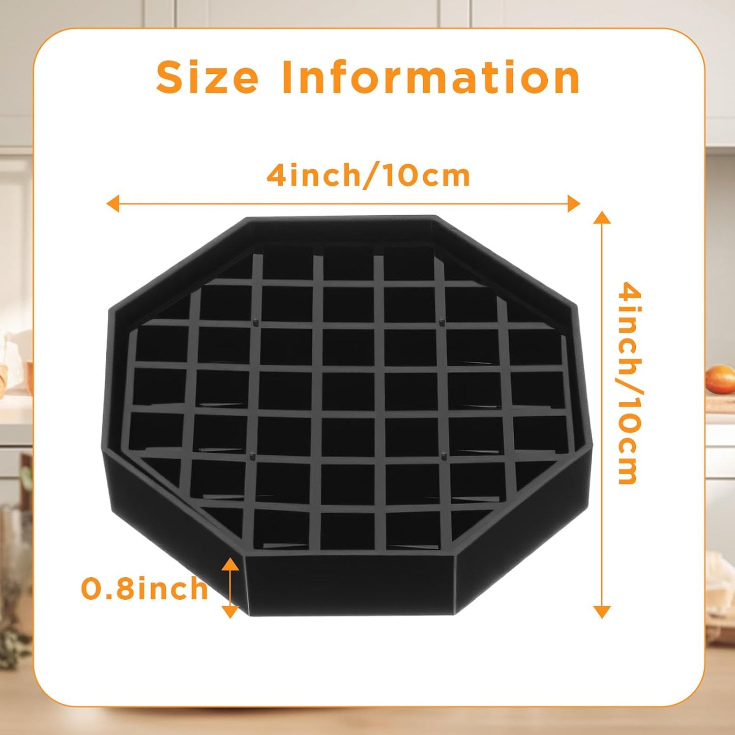 8 Pcs Octagon Drip Tray with Honeycomb Grid, 4 Inch Black Plastic Drip Trays for Coffee Countertop, Drink Dispenser, Tea, Wine Beverage