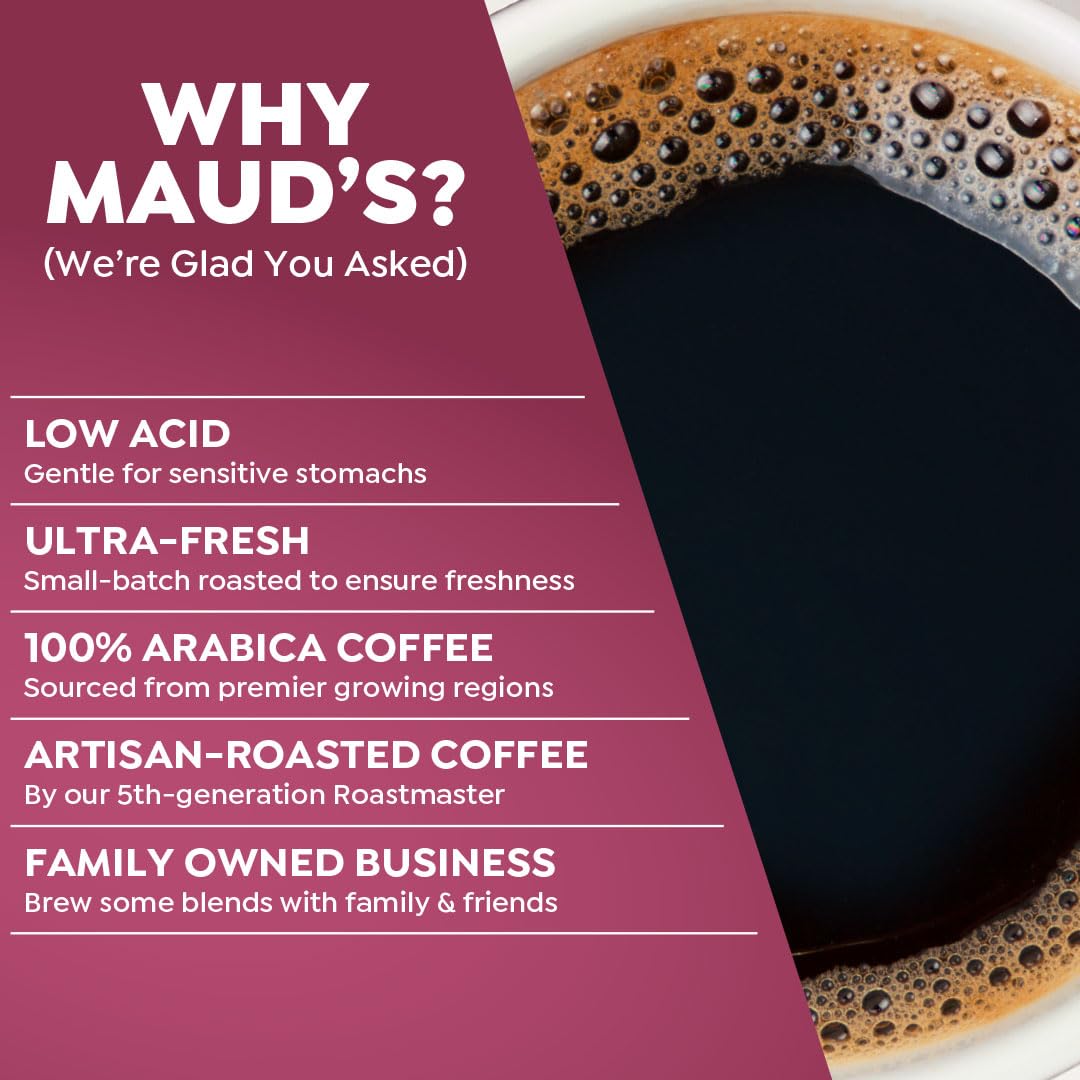 Maud's Original Coffee Pods Variety Pack, 80 ct, 9 Assorted Roasts, Dark & Medium Roast Coffee in Recyclable Single Serve Pods – 100% Arabica Coffee, Compatible with Keurig K Cups Maker