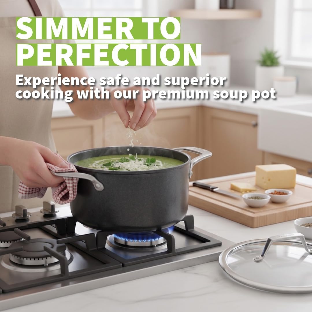 TECHEF - Onyx Collection - 2.8-quart Soup Pot with Glass Lid, coated with New Teflon Platinum Non-Stick Coating (PFOA Free)