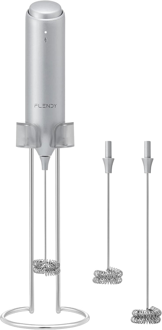 Flendy Rechargeable Milk Frother Handheld with Charging Stand