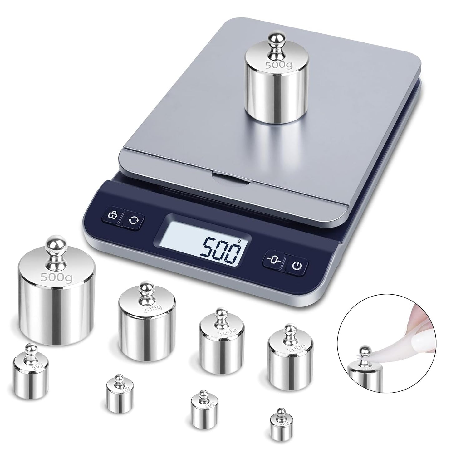QP Calibration Weights 1000g, 8PCS OIML Class M1 High Precision Scale Calibration Weight Set, 10g 20g 50g 100g 200g 500g Calibration Weight with Tweezers for Digital Scale, Gram Scale, Lab Scale | 10g 20g 50g 100g 200g 500g Calibration Weight with Tweezer