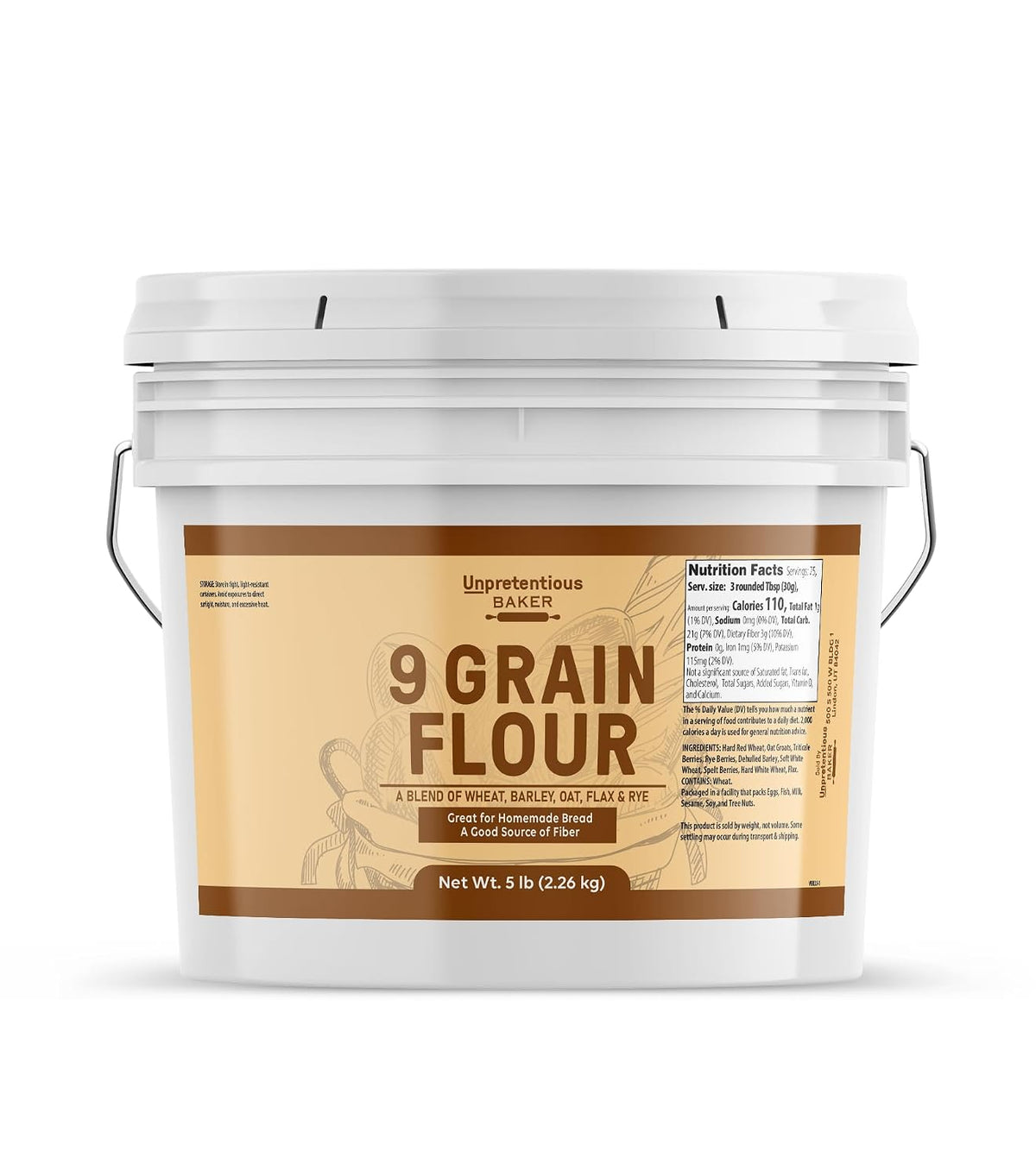 Unpretentious, 9 Grain Flour, 5 Lb | For baking, cooking, and pantry use
