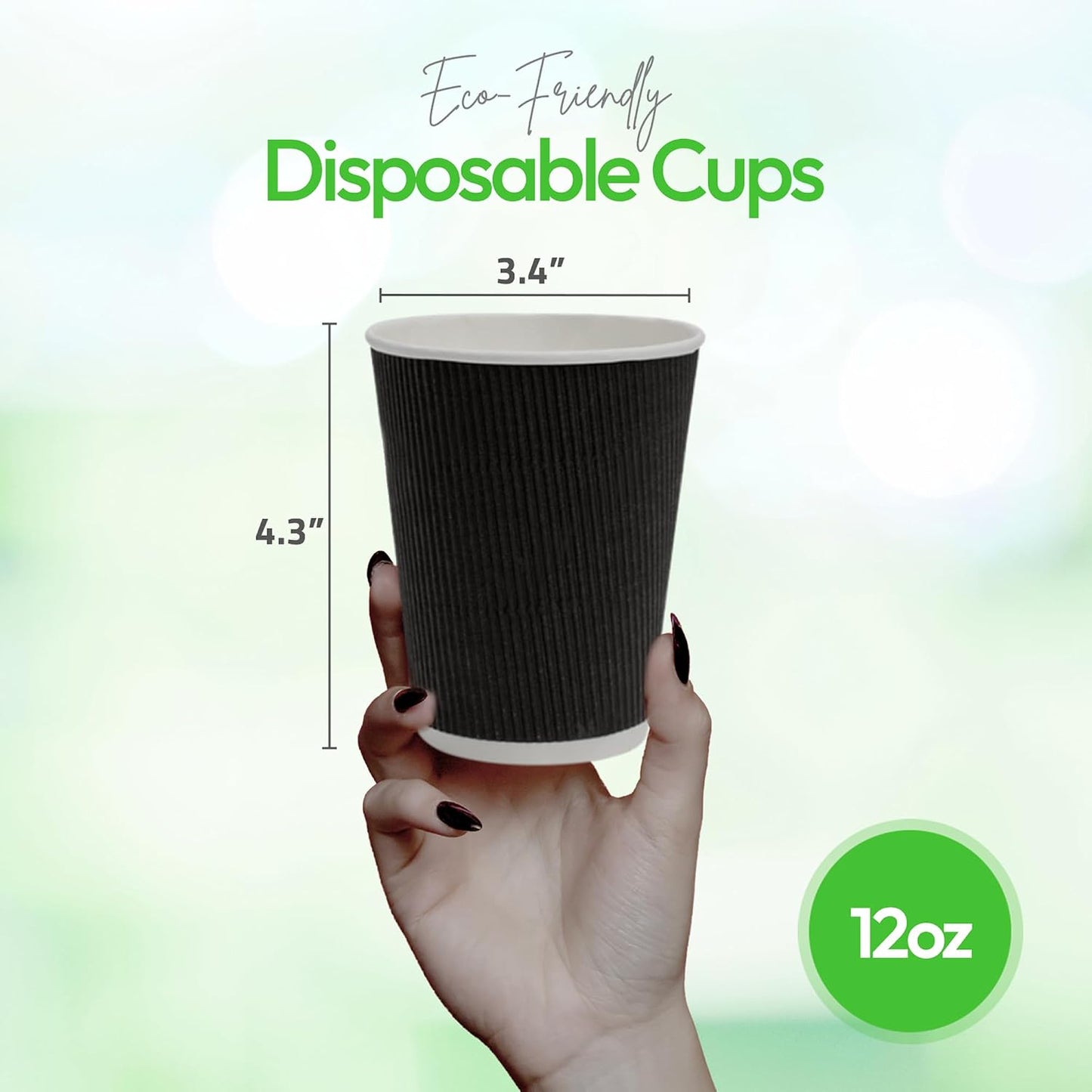 Restaurantware Coffee Cups 500 Pack of 12 oz Ripple Wall Insulated Coffee Cups Non-Slip Design Disposable Hot Beverage Drinkware For Cafe