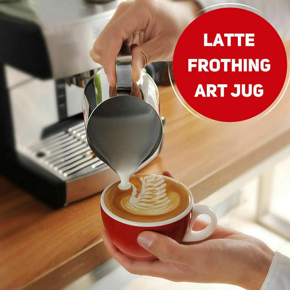 32oz Stainless Steel Milk Frothing Pitcher with Measurement Marks &amp; Art Pen