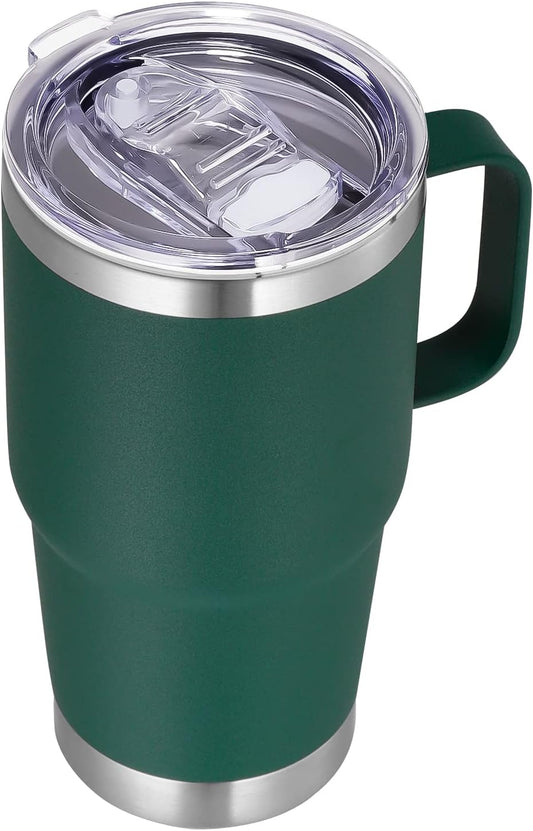 VEGOND 20 oz Tumbler with Handle Lid and Straw, Stainless Steel Insulated Travel Coffee Mug Spill Proof Double Wall Metal