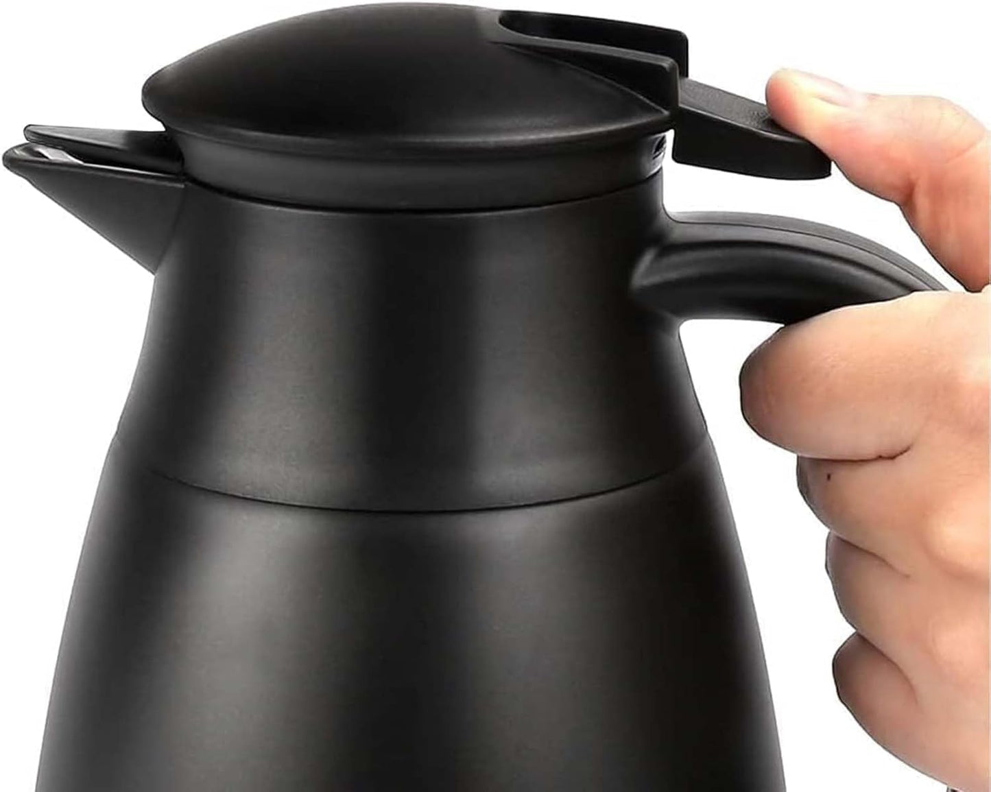 68oz Thermal Coffee Carafe, Stainless Steel Coffee Carafes for Keeping Hot, Airpot Insulated Tea Pot Dispenser for Hot Water, Tea, Hot Beverage - Keep 12 Hours Hot, 24 Hours Cold, Black