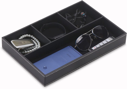 Desktop Glove Box, Nightstand or Dresser Organizer, Valet Tray, Entry Table Organizer, Dresser Storage Box,PU Leather Drawer