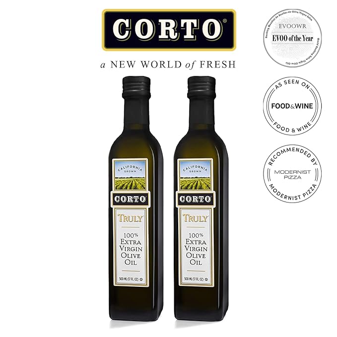 Corto TRULY® | 100% Extra Virgin Olive Oil | Floral Notes | Cold Extracted in State-of-the-Art Mill | Straight from Official Corto Olive Groves & Oil Producer (Truly 500ml Twin)