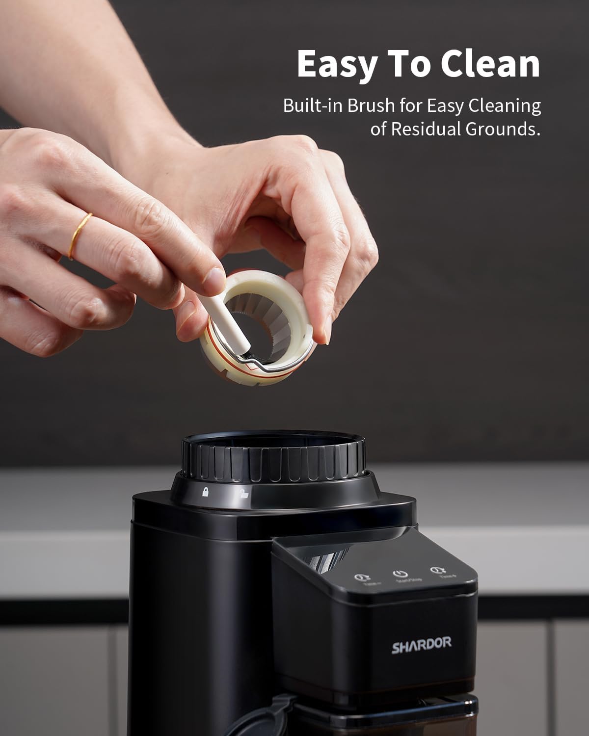 SHARDOR Conical Burr Coffee Bean Grinder, Anti-Static, 48 Settings, Black | Electric Grinding for Home Use, LCD Touchscreen, Precision Timer, Detachable Parts, Low Speed, 150W Motor, 9.7 oz Hopper