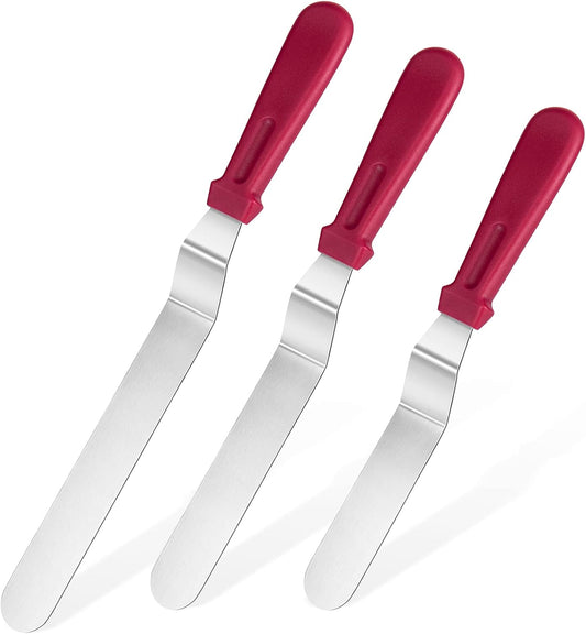 Icing Spatula, U-Taste Offset Spatula Set with 6", 8", 10" Blade, 18/0 Stainless Steel with PP Plastic Handle Angled Cake