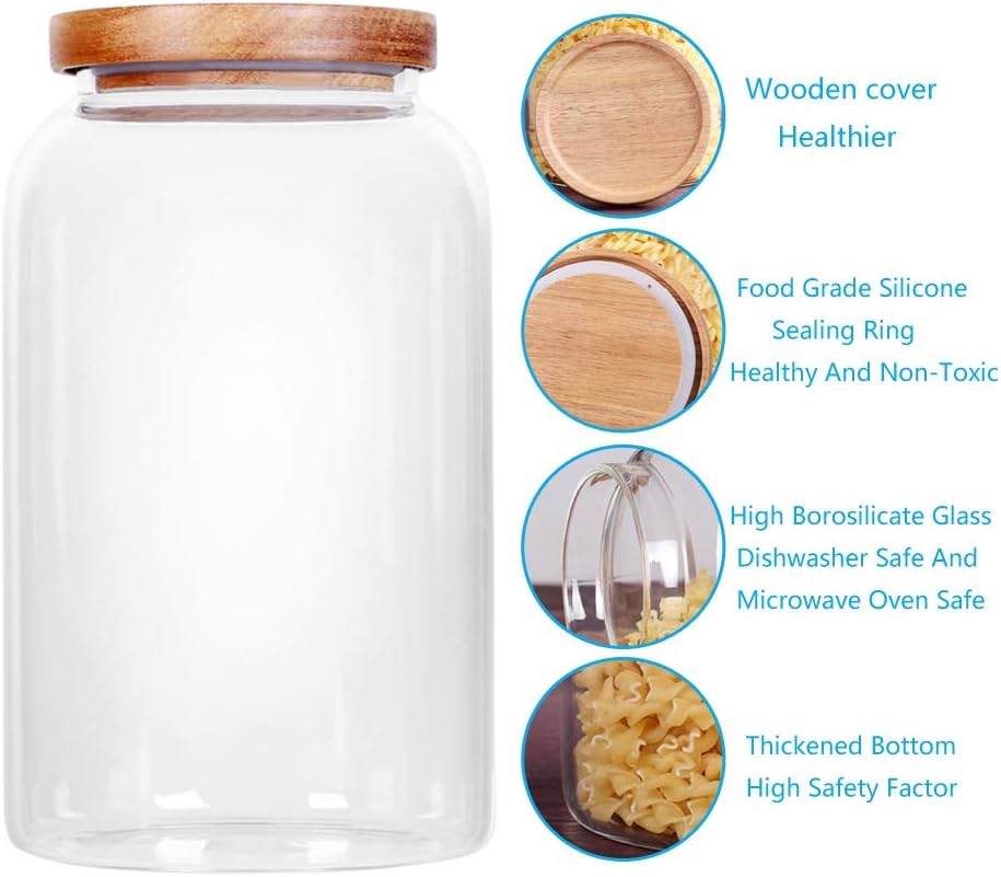 SAIOOL Modern Design Transparent Glass Food Storage Jars, 100FL OZ