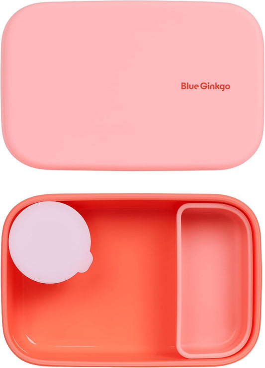BLUE GINKGO Silicone Lunch Box Set – Durable Heavy-Duty Silicone Bento Box, Microwave, Freezer, Dishwasher Safe – Airtight,