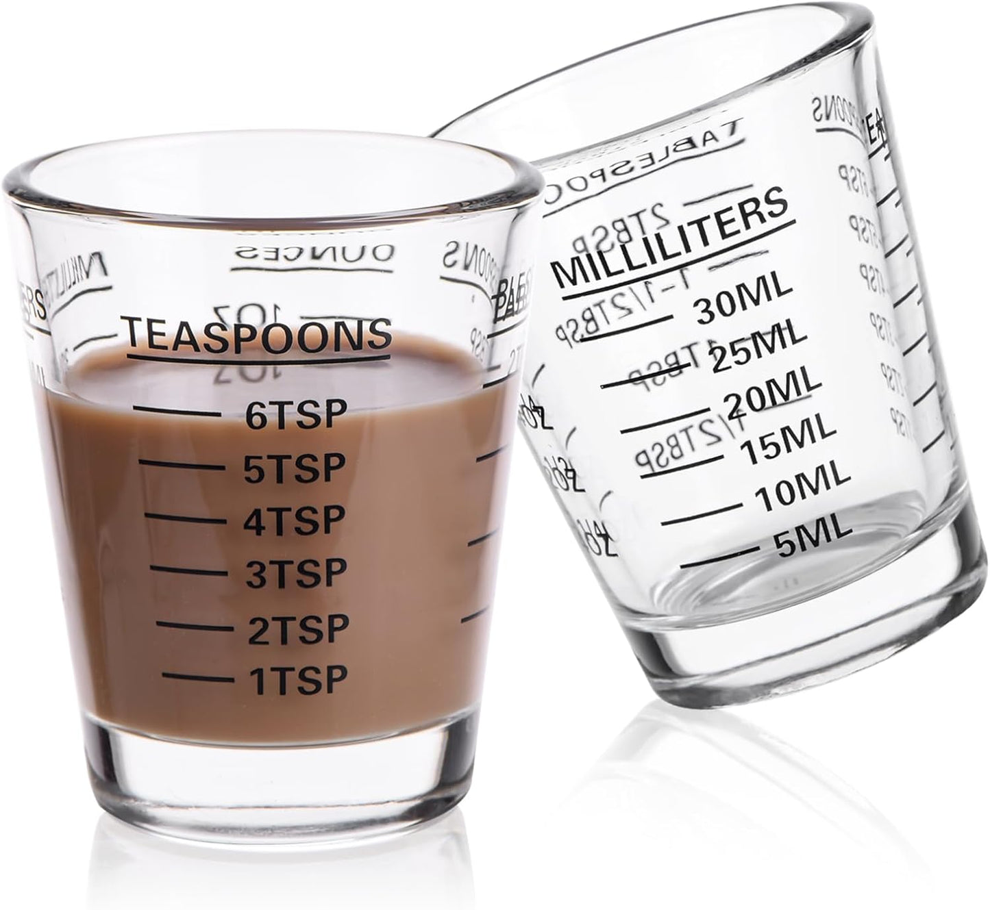 Shot Glasses Measuring Cup Set 2PACK Espresso Shot Glasses Liquid Heavy Glass 26-Incremental Measure
