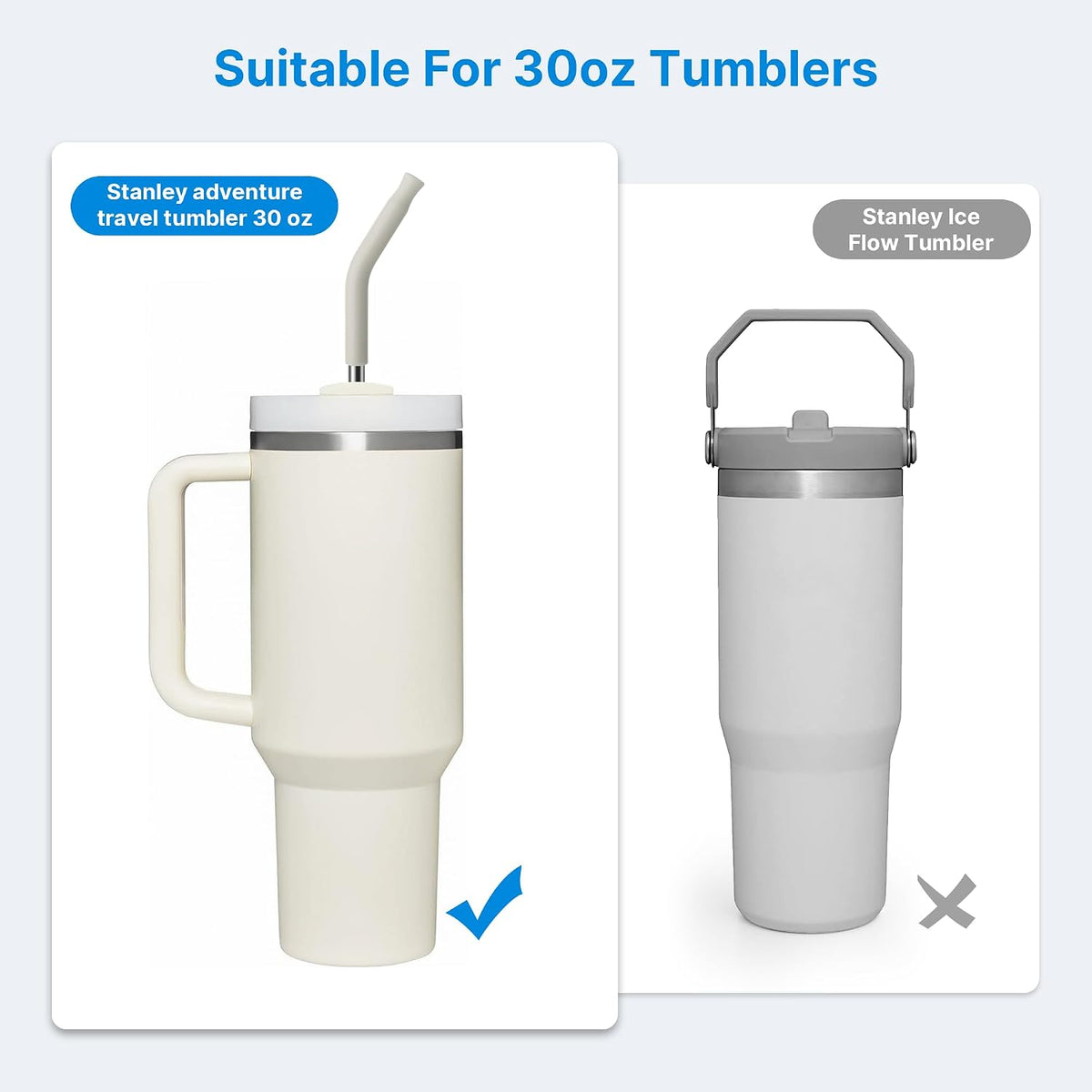 Replacement Metal Straws with Silicone Tip for 30oz Stanley Cup