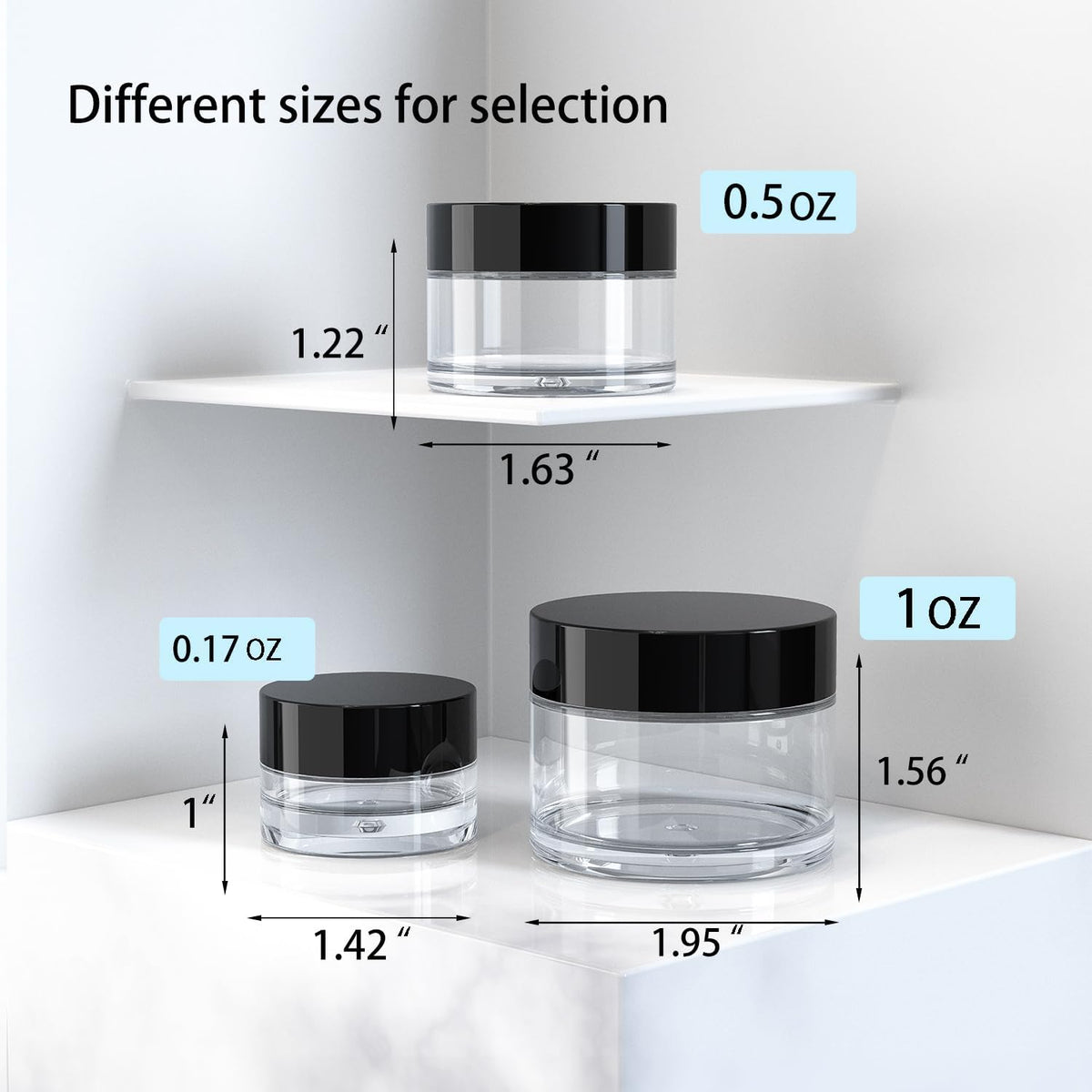 Travel Size Containers 3 Size 0.17/0.5/1 oz for Toiletries,6 Pack