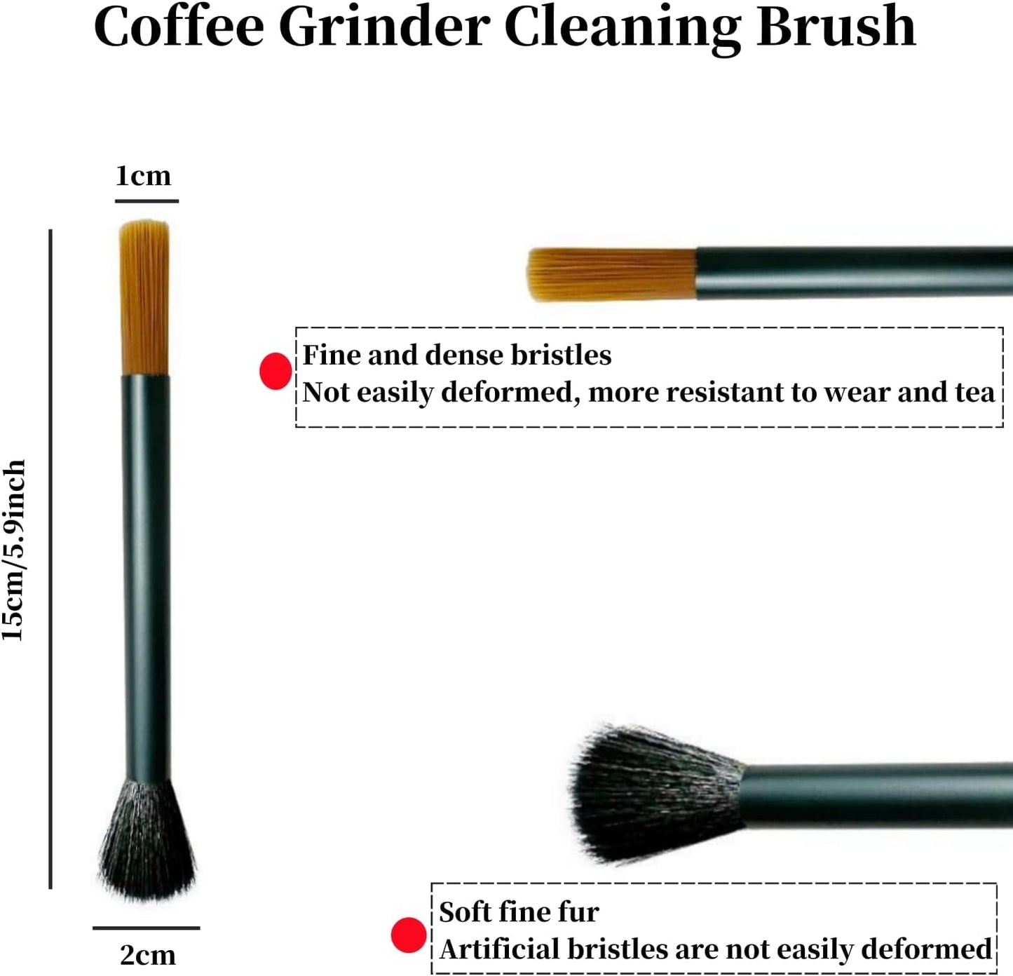 Professional Burr Grinder Cleaning Brush with Aluminum Handle - Dual Head Brush Ideal for Espresso Machine and Toaster