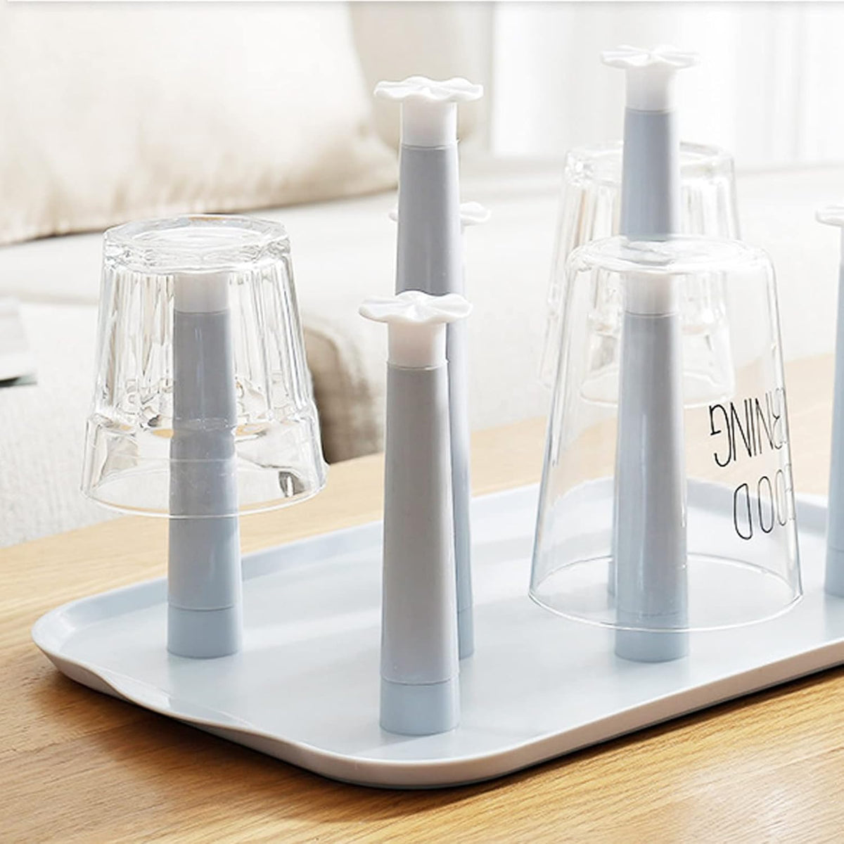 Hemoton Cup Drying Rack with Draining Design 12.6X7.9X7.1 Inch Space-Saving Household Glasses Holder and Water Bottle Stand for Kitchen Counter Organization