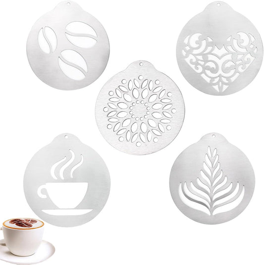 Stainless Steel Coffee Decorating Stencils Foam Barista Templates Decorative Latte Art Stencils Metal Foam Latte Art