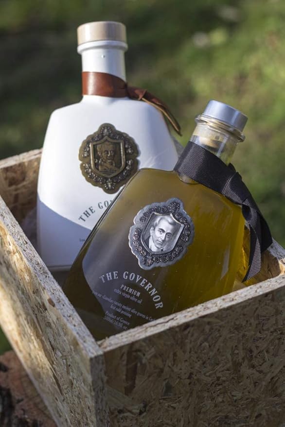 The Governor Premium Extra Virgin Olive Oil - Unfiltered, Cold-Pressed, Single Origin Lianolia - Peppery, Robust, Floral, Fruity Notes - Rich in Natural Polyphenols (1182 mg/kg), Oleocanthal, Antioxidants, Case of 12
