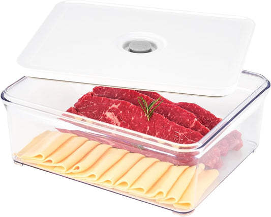 Premium Airtight Food Storage Containers, 4L(4.10qt) Smart One-Click Seal Lid, Patented Double Silicone Lining, 100% Leak