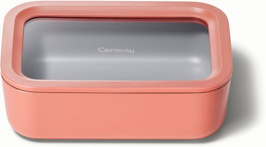 Caraway Glass Food Storage - 6.6 Cup Ceramic Coated Container - Non-Toxic, Non-Stick Lunch Box With Lids - Dishwasher, Oven,