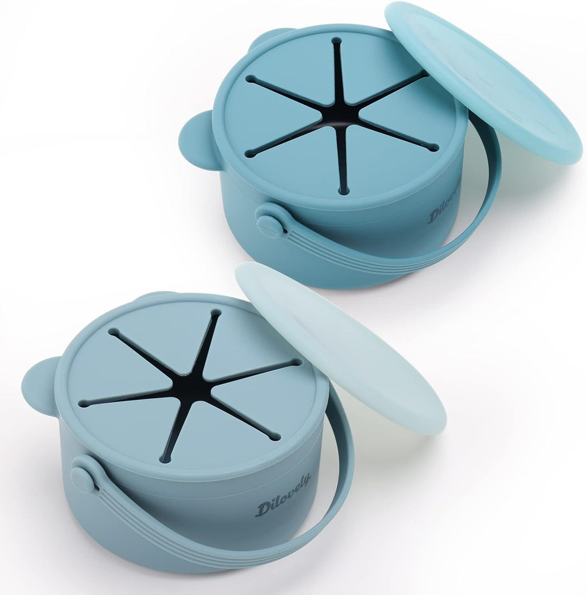 Silicone Snack Cups for Toddlers, Kids Snack Containers No Spill, Baby Treat Holders with Handle Dust Proof Lid, 2 Pack Dishwasher Safe and BPA Free 9 oz | Silicone Baby Snack Cups, Baby Food Catcher Spill Proof, Kid Snacks Holder with DustProof Lid, Dish