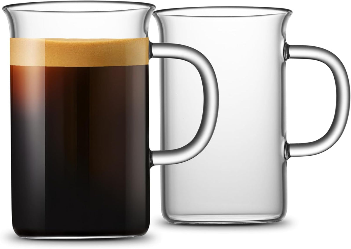 LUXU Glass Coffee Tea Cups(Set of 2)-13 oz,Clear Glass Mugs,Tall Drinking Glasses for Cappuccino,Latte,Espresso,Lead-free Drinking Glasses Great for Juice,Water,Beer,Milk Hot And Cold Drinks
