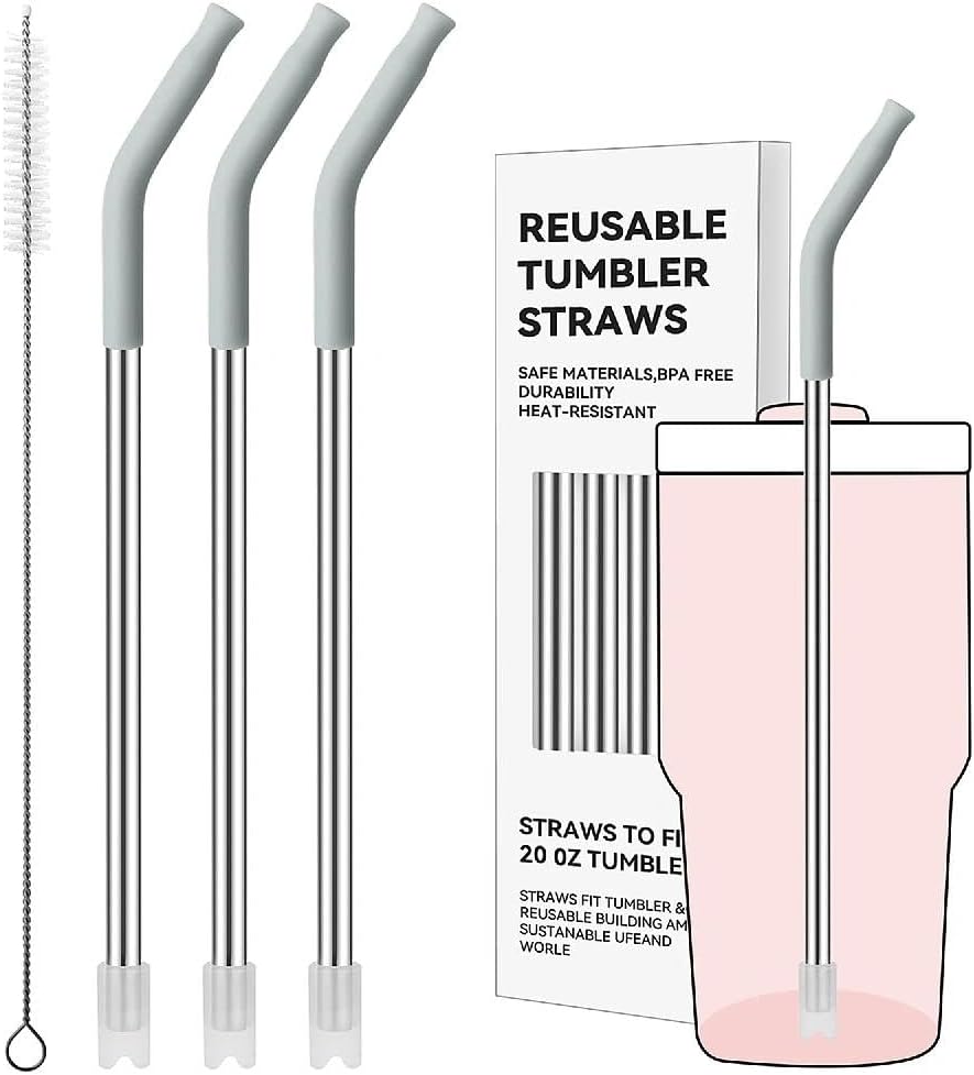 Straight Metal Straws for Stanley 20oz, Reusable Stainless Steel Straws