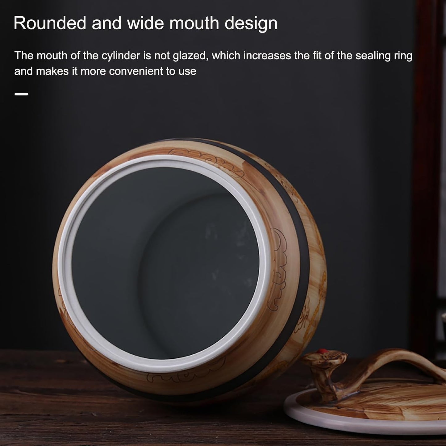 Ceramic Rice Storage Container Sealed Rice Bucket, Grain Dispenser Food Storage Jars, Chinese Jar Ceramic Decorative, for Cereal, Flour, Sugar, Coffee, Rice(35 * 28.5cm/13.7 * 11.2in)