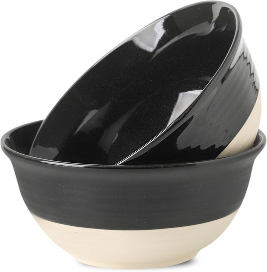Hasense Ceramic Serving Bowls Set of 2, 9 Inch Large Salad Bowls for Kitchen, 84 Ounce Mixing Bowl Set for Cooking, Baking,
